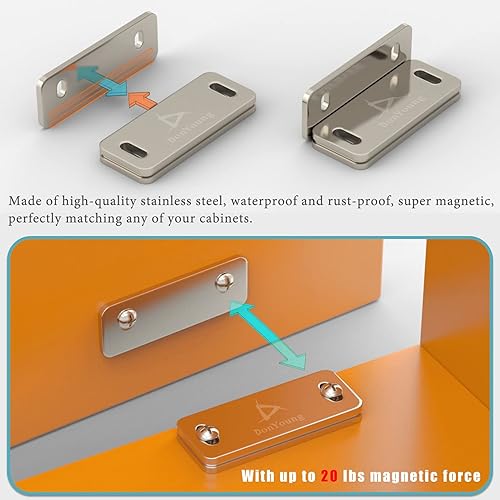 Miniatura 4 de Paquete de 4 cierres magnéticos para puerta, pestillo magnético de utilidad con adhesivo, imanes de puerta ultra finos para cajones, armarios,