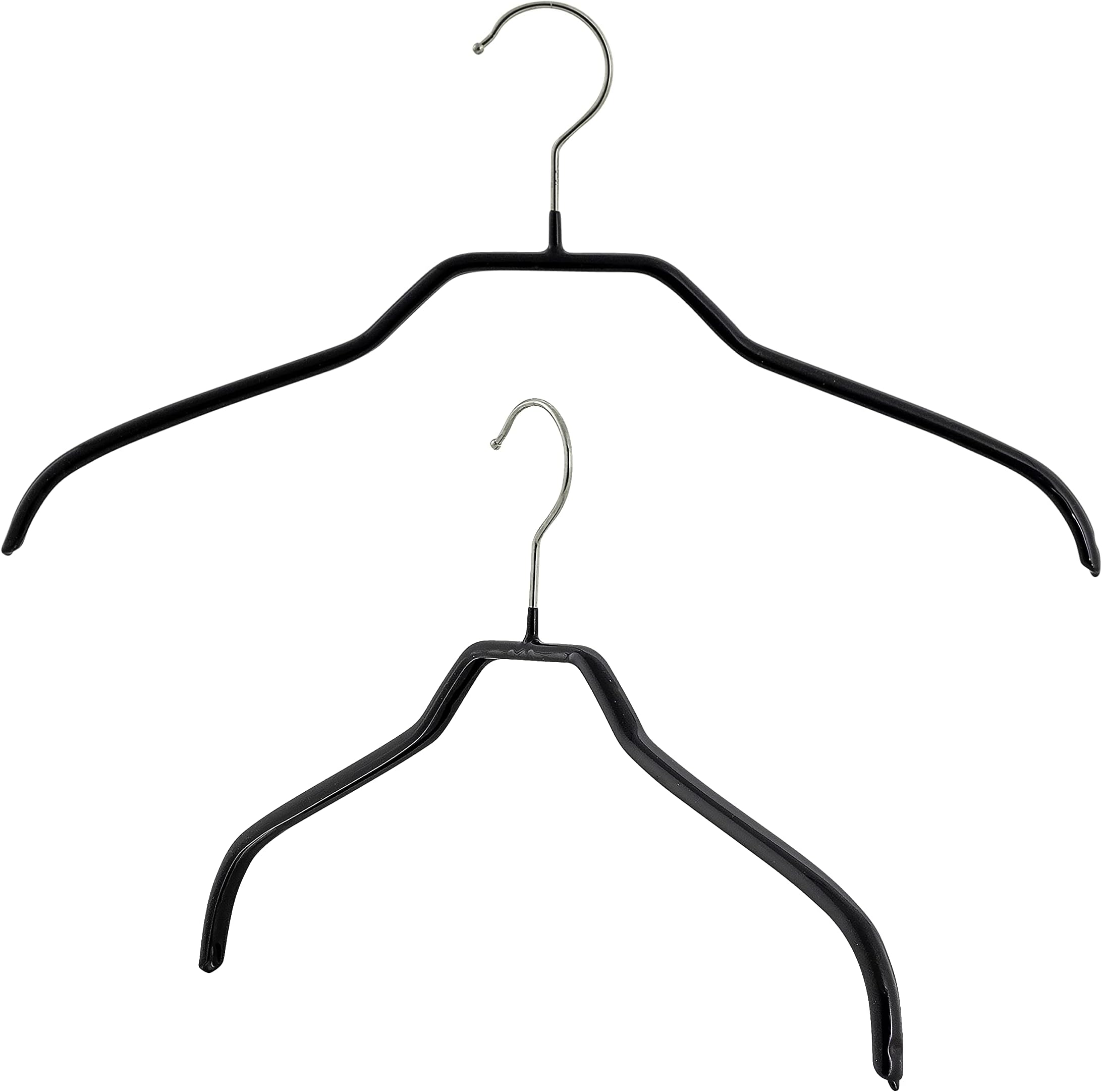 MAWAby Reston Lloyd, Non-Slip Steel Clothing Hanger, Space Saving Hanger for Shirts, Coats, Dresses, Style 41/F, Black, Pack of 2