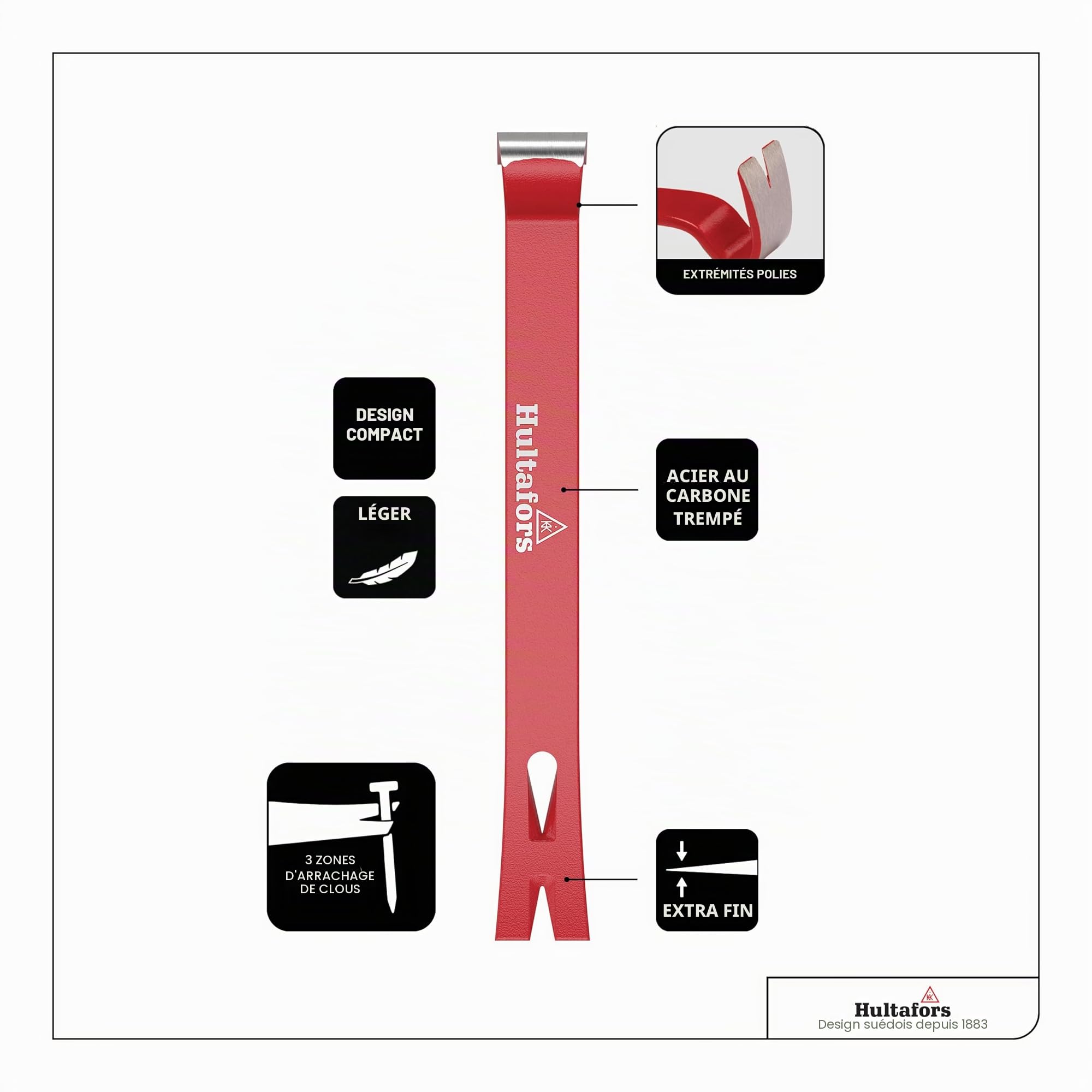 Hultafors 650340 - Stylo profond avec petit compas et règle Rafter Square de 180 mm