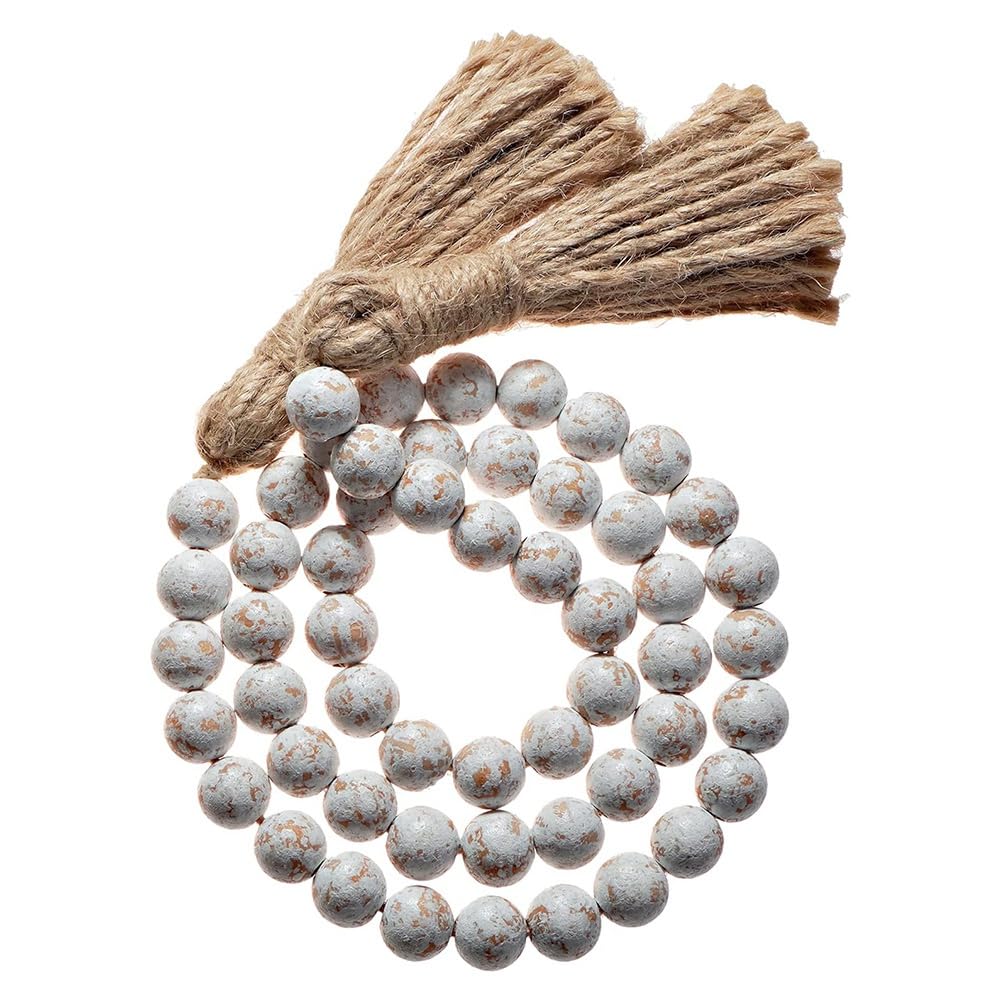 CTRLZS Farmhouse Wood Bead Garland Home Decor, Natural Wood Garland From Tiered Tray, Decorative Garland, Rustic Decor