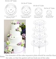 Vista 5 de Smiley - Juego de varillas de plástico para tartas, 12 varillas de plástico blanco para pasteles, 12 piezas apilables transparentes y 4 platos