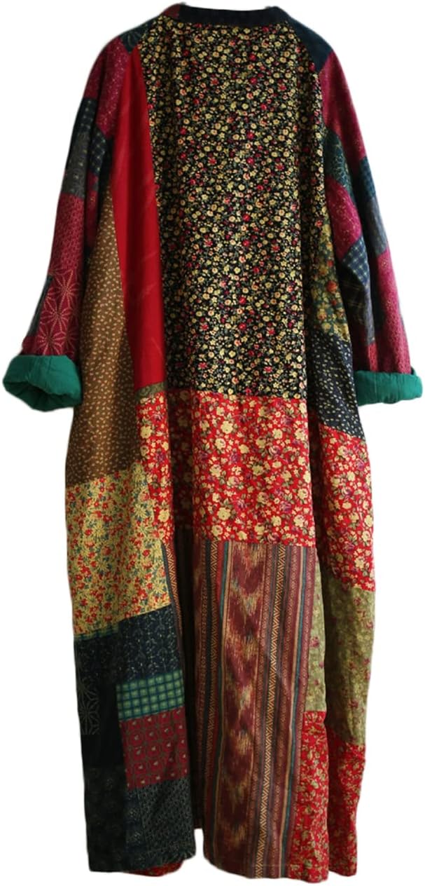 NFYM Women's Trench Coat Long Cotton Linen Floral Jacket Cottagecore Clothing Patchwork Outwear Each Piece Unique - Image 4