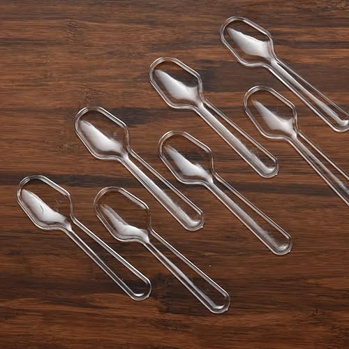 Miniatura 6 de 500 cucharas de plástico transparente desechables para helados, mini utensilios de cocina para tazas de postre, degustación de fiesta, servirigos de