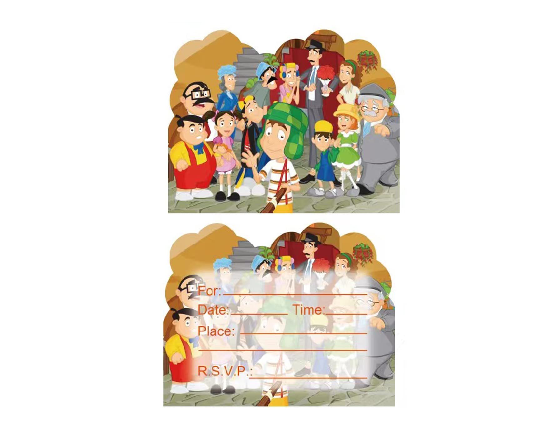 taimowei 20 Pcs El Chavo Del Ocho Chago Animado Birthday Invitation Cards, El Chavo Del Ocho Chago Animado Birthday Party Invitation Cards for Kids Birthday Party Supplies