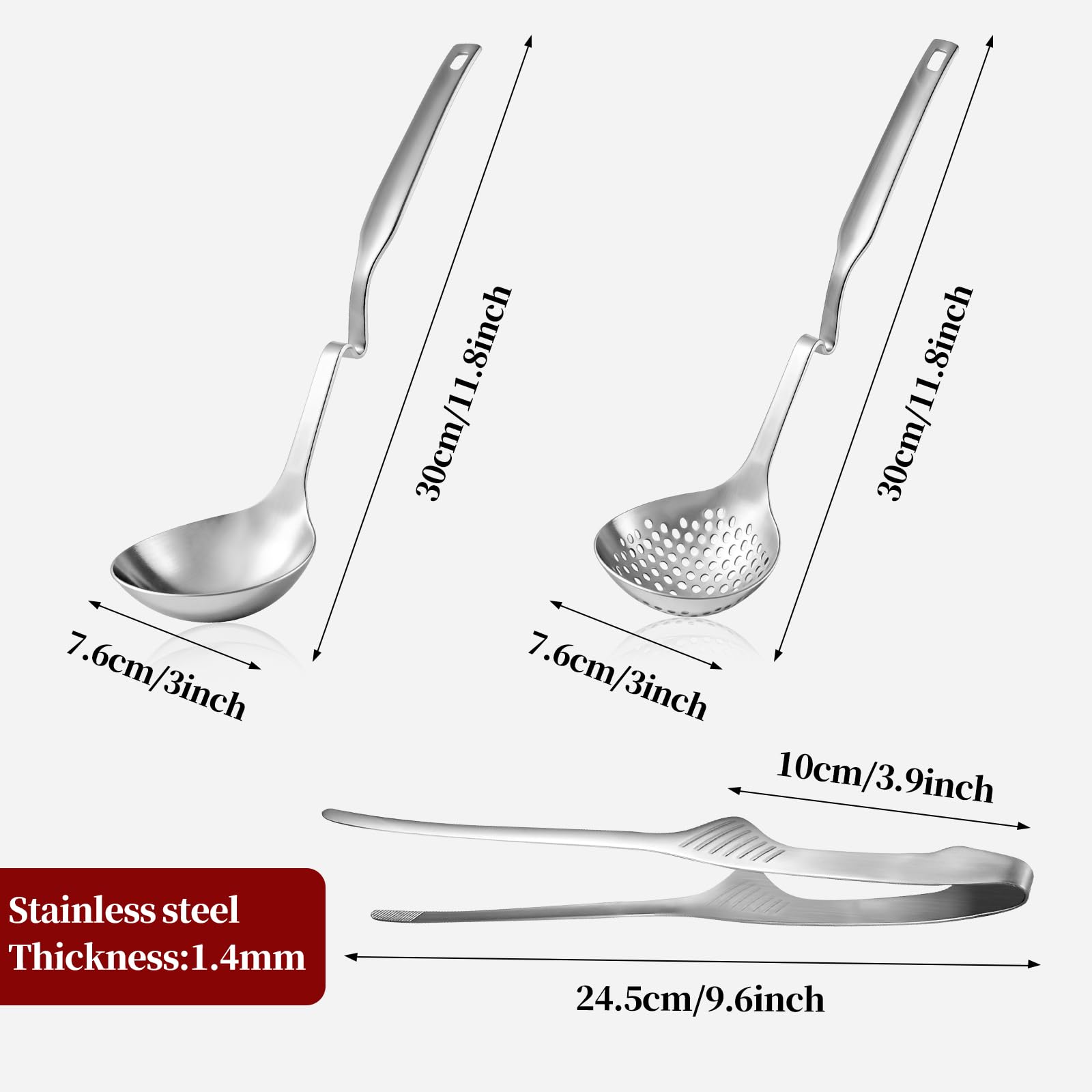 Set di 6 cucchiai per colino, mestoli e pinze per barbecue, set di utensili per Shabu Shabu per campeggio, barbecue e cucina