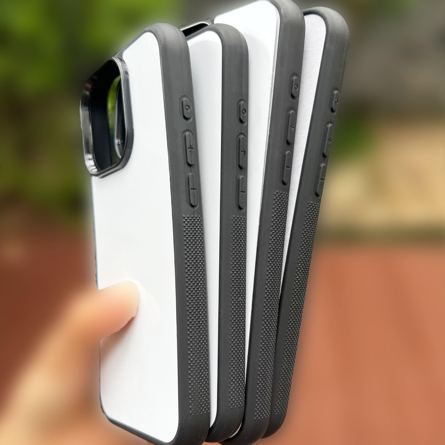 JUSTRY 10 x Sublimationsdruck-Blanko-Handyhüllen, bedruckbar, entworfen für iPhone 16, 15,5 cm (6,1 Zoll), weiche Gummi-Hülle + Aluminiumeinsatz, individuell bedruckbar, rutschfest, stoßfest, Schwarz