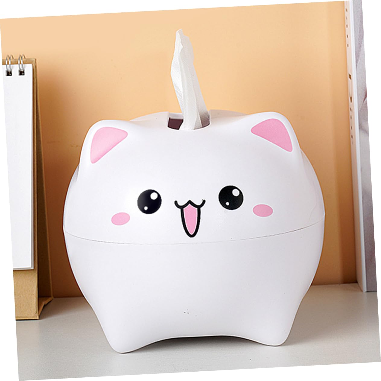 LIFKICH Adorable Cat Shape Tissue Organizer Decorative Tissue Box Large Internal Storage Simple Open Smooth Surface