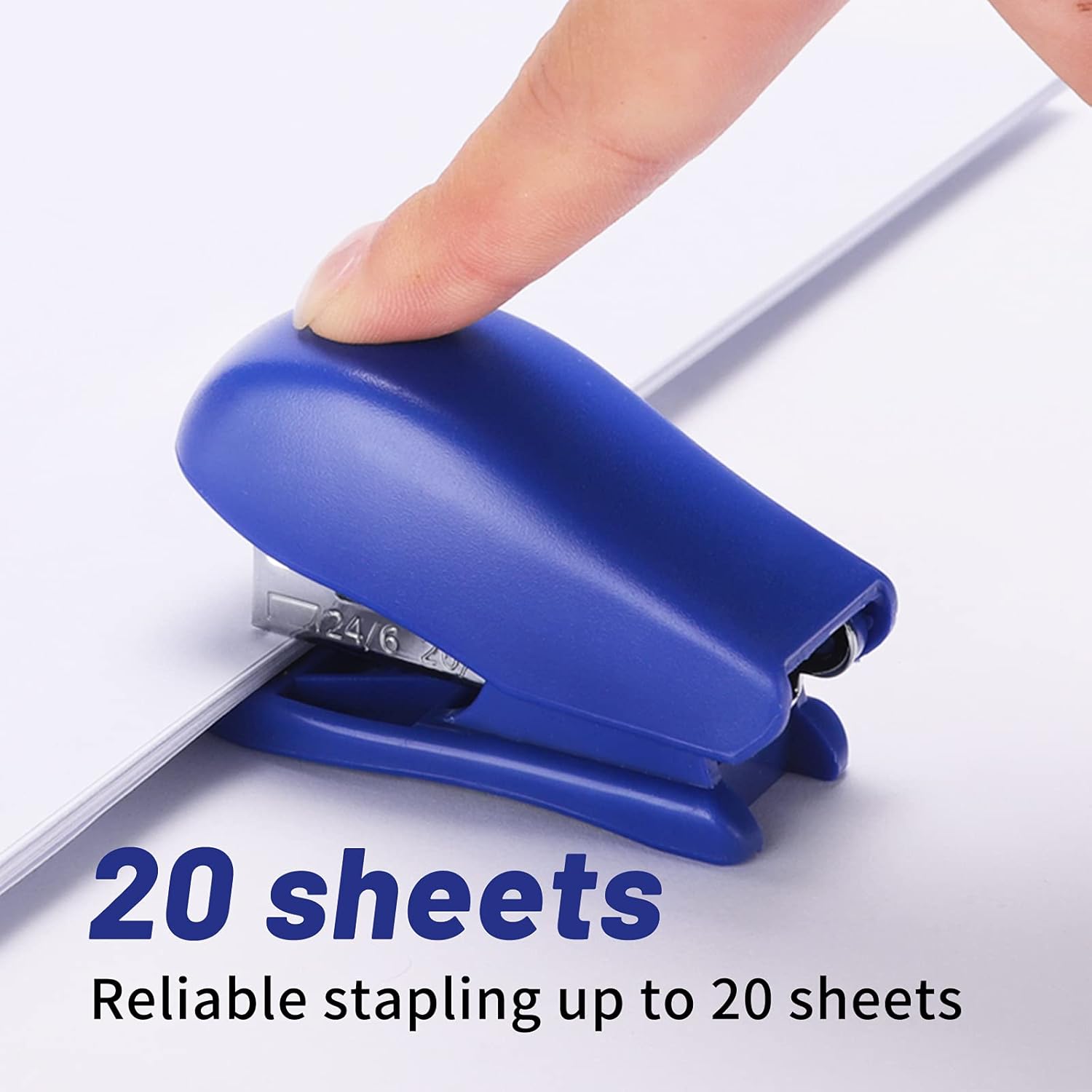 Mini Stapler with 12 Pieces, 25 Sheet Capacity, Small Travel Size, 5760 Standard Staples, Easy to Carry, Cute Compact for Office School