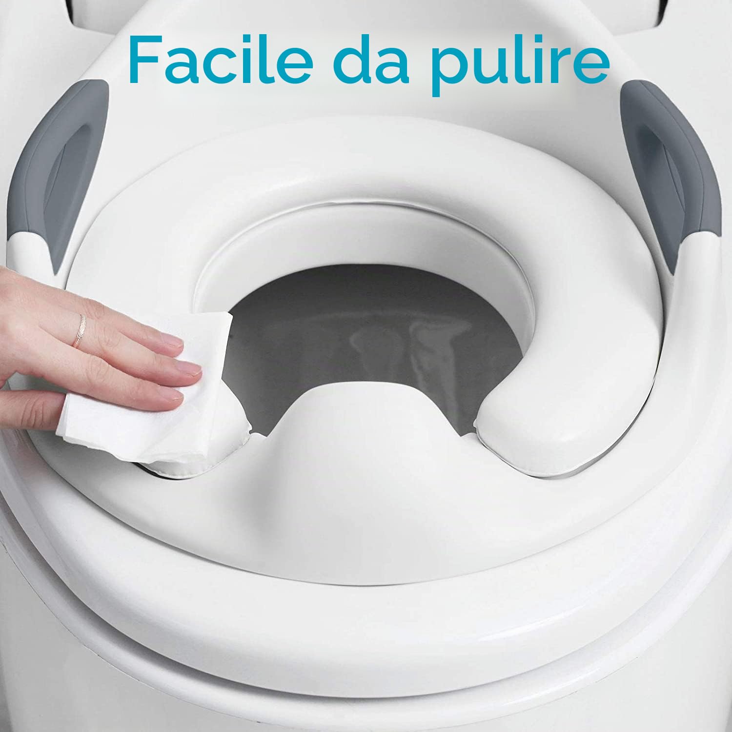 Riduttori per WC per Bambini|Riduttore wc Bambini Universale,Ergonomico,Riduttore wc con Paraspruzzi e Maniglie,Design Schienale (1 Spazzolone + 2 Imbottito Rimovibili)