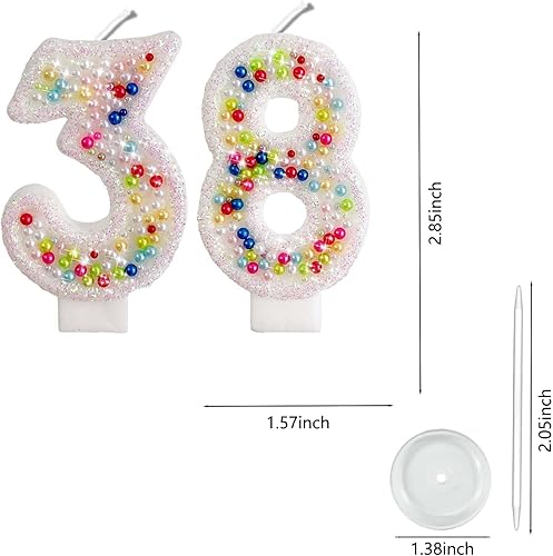 Miniatura 85 de Velas de números con purpurina de oro rosa de 2.8 pulgadas, muchos colores, regalos de cumpleaños de 22 años, velas de cumpleaños, velas de números