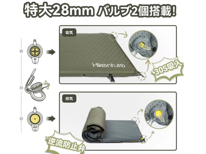 Amazon | Hikentureインフレーターマット【特許取得特大バルブ2