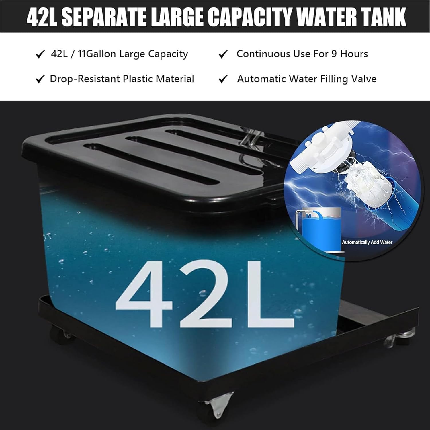 Ventilador Nebulizador Industrial, Enfriador de Aire con Depósito 42L Desmontable, Oscilación 90°, 3 Velocidades, Mando a Distancia, para Patio, Garaje, Taller e Invernadero,750 Lifting 2-Meter Model
