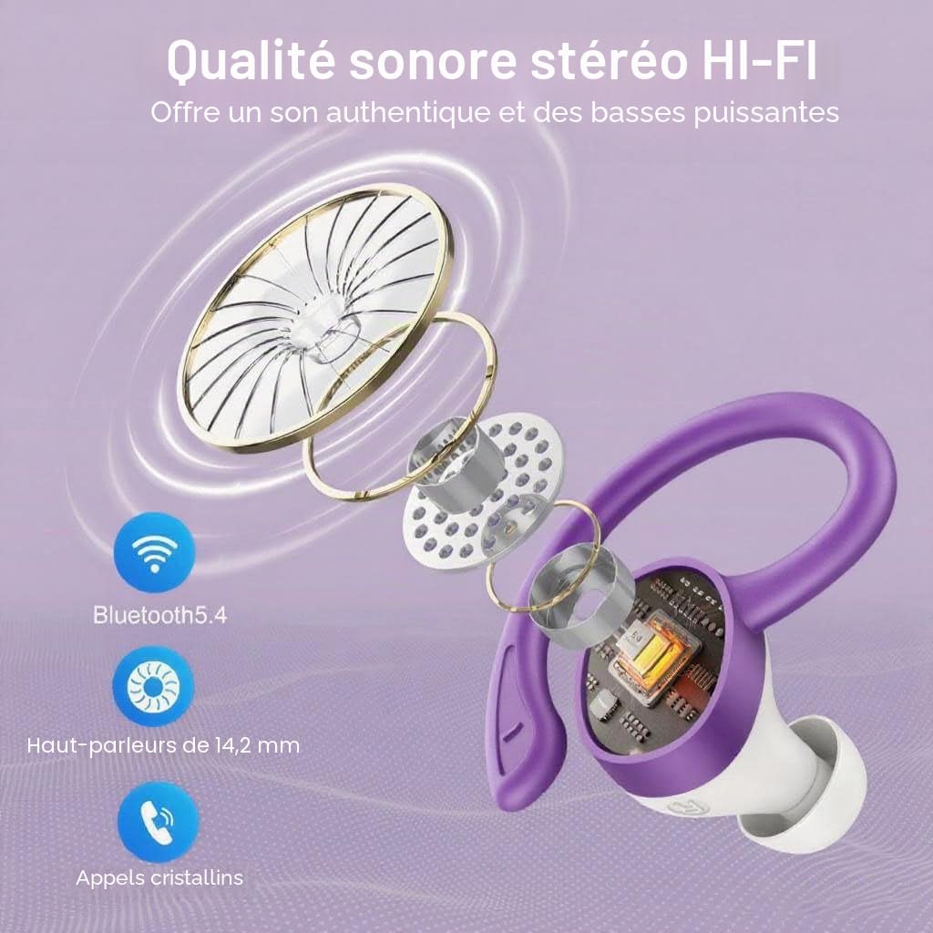 sprtoybat Ecouteurs Bluetooth sans Fil, 2026 Oreillette Bluetooth 5.4 Ecouteurs avec 4 ENC Réduction Mic, 68H Récréation Hi-FI Son Stéréo Écouteurs, Étanches IP7 Casque Running LED pour Android/iOS