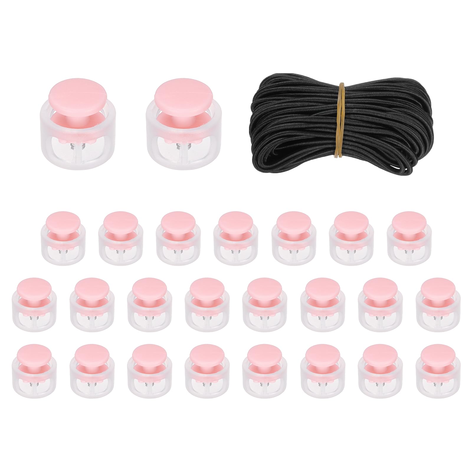 sourcing map 25Pcs Double Hole Cord Locks 17mm Spring Toggle Pink — image 1