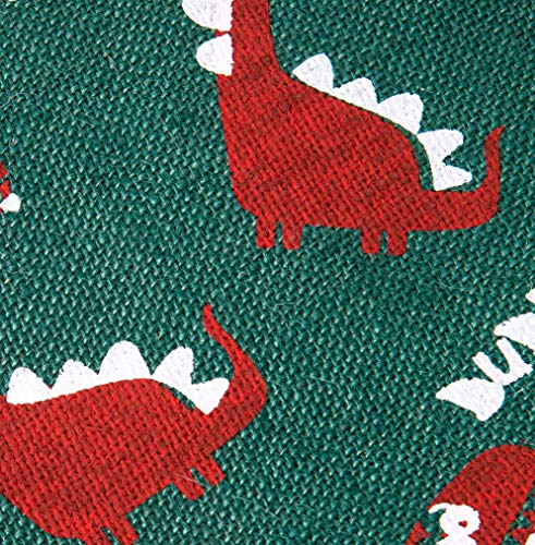 Image of H&B Jute Bag for Shopping - Printed Jute Bag | Shoulder Bag | Shoppers Tote | Jute Bag Big Size | Grocery Bag | eco Friendly Bags for Shopping - Cute & Quirky Collection (Cute Dino - Red)