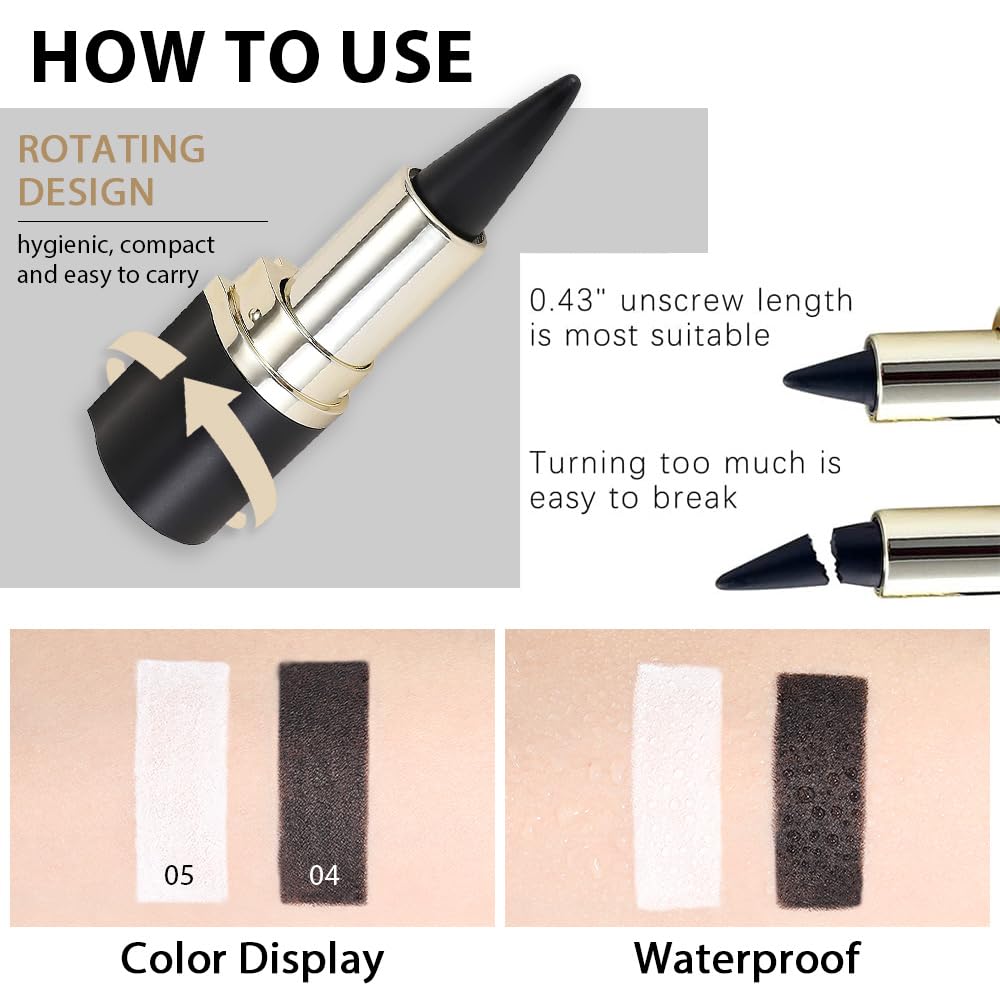 Kaely 2Pcs Gel Eyeliner Pencil, Natural Black Eyeliner Cream, Liquid Eye Liner Pencils for Older Women Waterproof, Smoky Eyeshadow Palette Goth Halloween Makeup Kit, delineador de ojos contra el agua: 2 Count (Pack of 1) A-2Pcs-Black&White