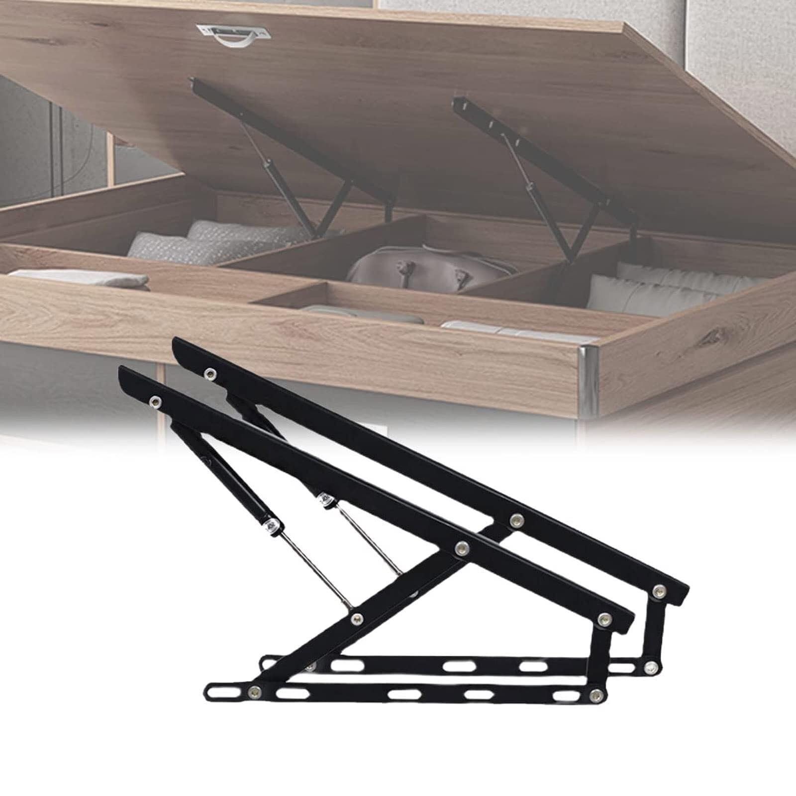 Elevador hidráulico de la cama, 2 piezas, amortiguador de presión de gas para cajas de cama, mecanismos de elevación neumática de la cama, muelles de gas para cargas pesadas, bisagra para m