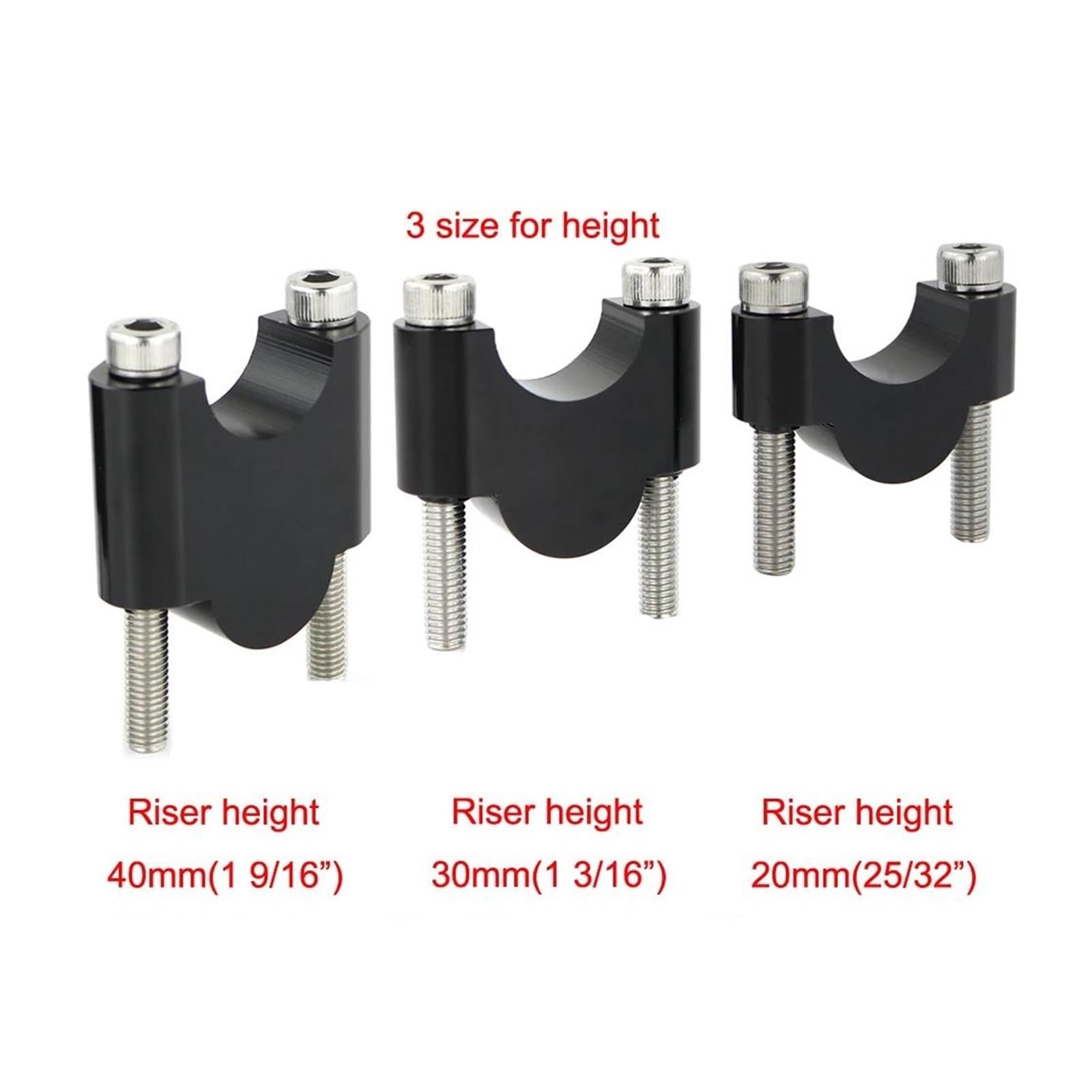 Pour CRF150 Pour CRF230L Pour CRF250L Pour XR250R Pour XR600R Pour XR650L 22mm 7/8"Risers Montage Guidon Grosse Barre Moto CNC Billette D'aluminium Guidon Riser Clamp Pince Rehausseur Guidon Moto(Blac