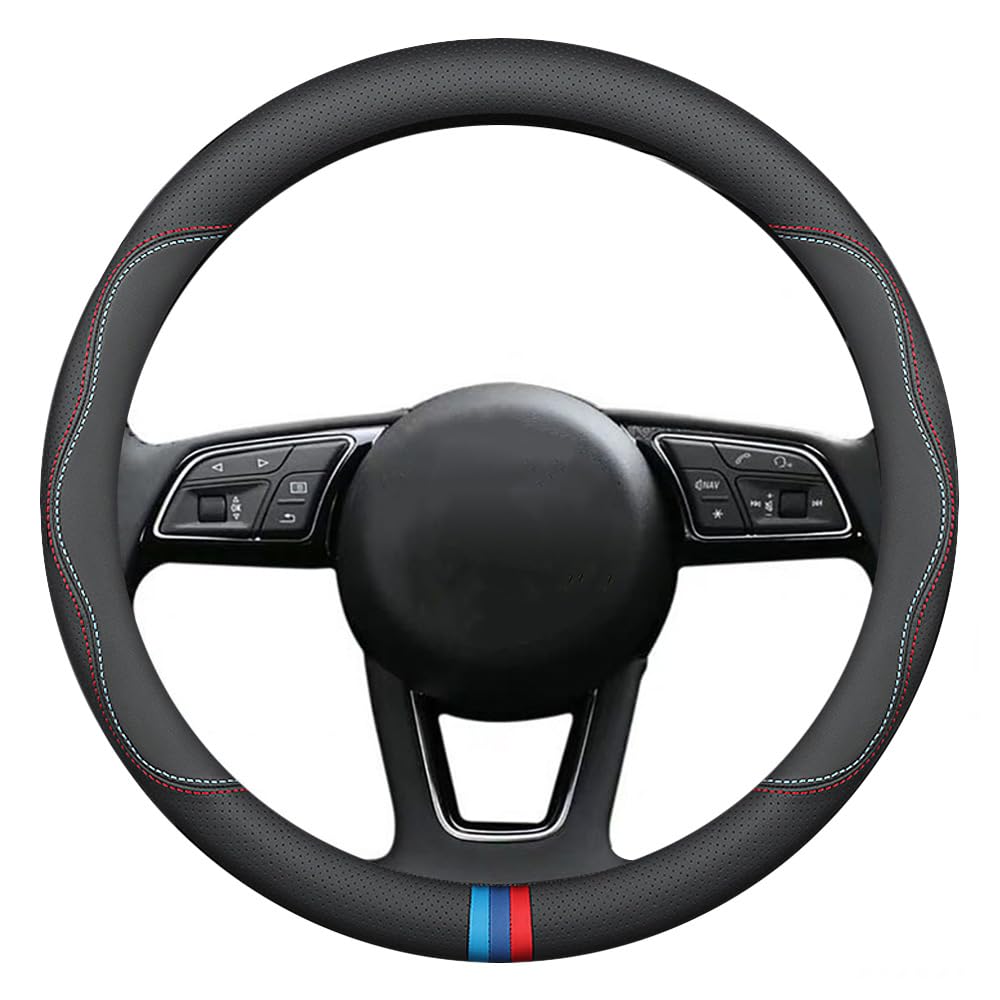 New Nappa Leather car Steering Wheel Cover, Universal 15 inch Black