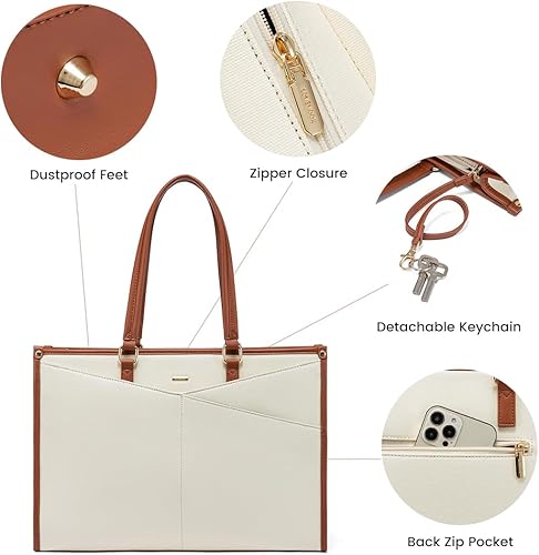 Miniatura 6 de LOVEVOOK Laptop Bag for Women, 15.6 inch Laptop Tote Work Teacher Bags Cancas Computer Shoulder Bag 2pcs Set