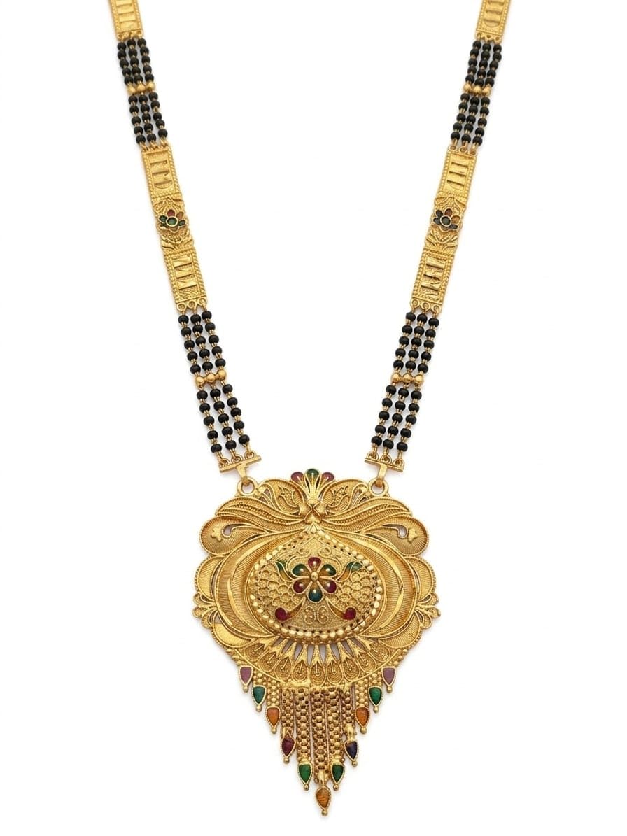 JAITU JEWELS Traditional Gold Plated Mangalsutra for Women | Black Beads Long Chain Necklace with Designer Floral Pendant... - Review, Price and Buying Guide