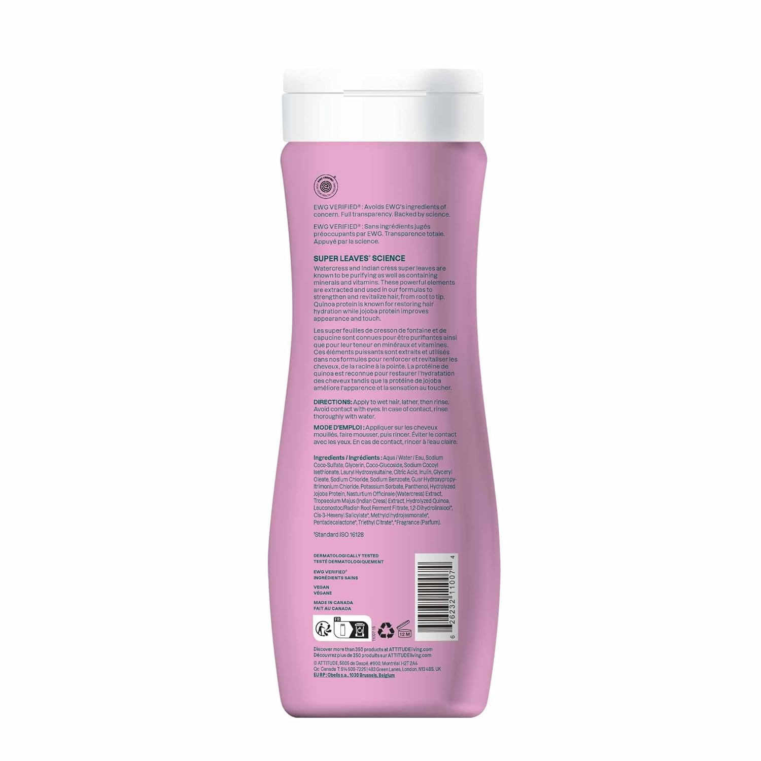 ATTITUDE Moisture Rich Hair Shampoo, EWG Verified, For Dry and Damaged Hair, Naturally Derived Ingredients, Vegan and Plant Based, Quinoa and Jojoba, 16 Fl Oz (Pack of 6) - Image 8