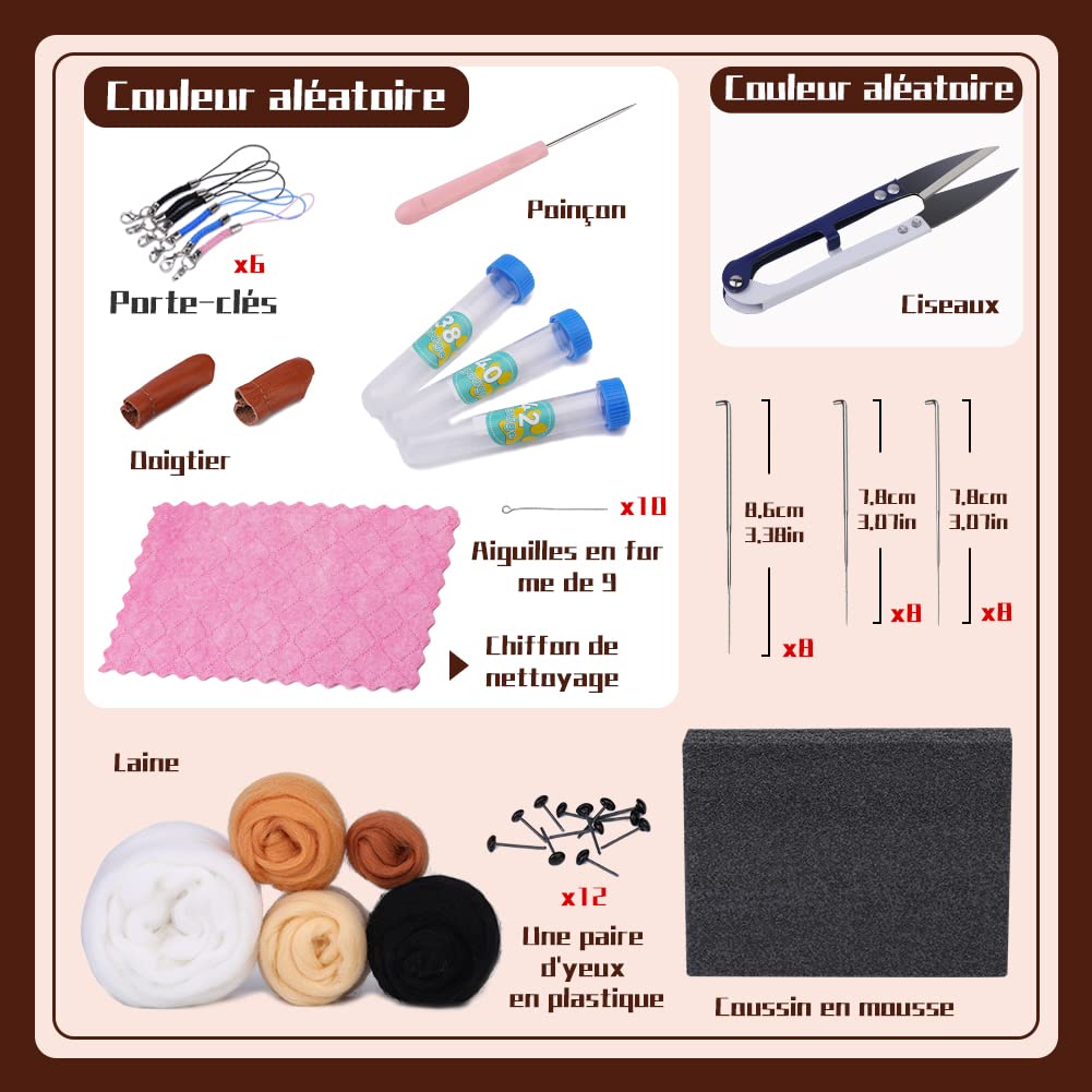 Ruasol Kit De Feutrage à L'Aiguille Pour Débutants – 6 Poupées Chien En Laine, 62 Outils (Aiguilles 38/40/42, Tapis, Doigtiers) – Loisir Créatif DIY