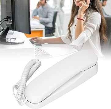 Corded Phone, Mini Corded Home Phone, No AC Power or Battery Required, Retro Novelty Telephone with Lighted Keys, Last Number Redial, Wall Mountable Landline for Home, Office, White