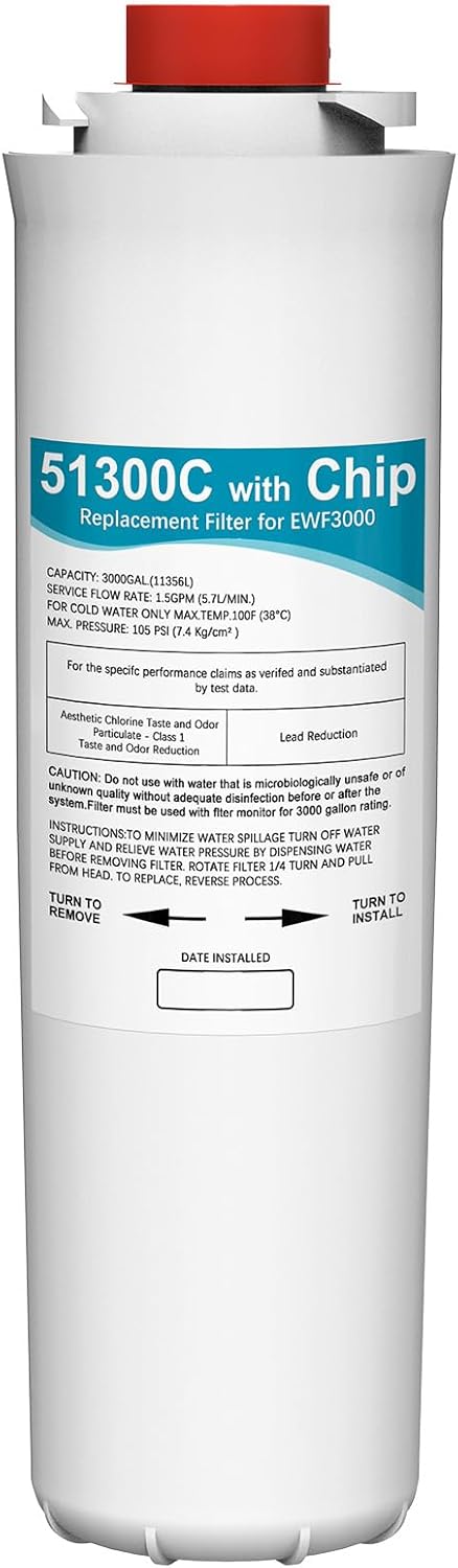 51300C Replacement Filter Compatible with Elkay 51300C EWF3000 (w/Chip)