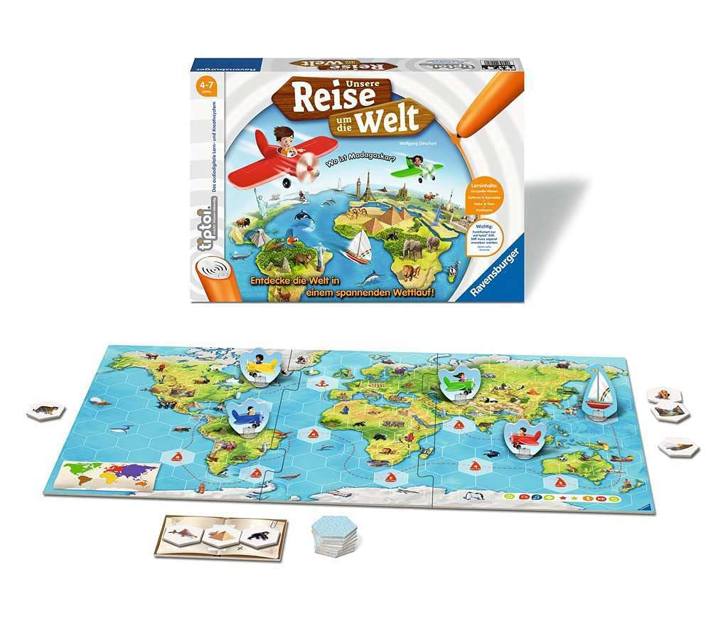 Ravensburger Tiptoi 00070 - Jeu éducatif - Notre Voyage Autour du Monde à partir de 4 Ans - Jeu éducatif de géographie pour garçons et Filles - pour 1 à 4 Joueurs