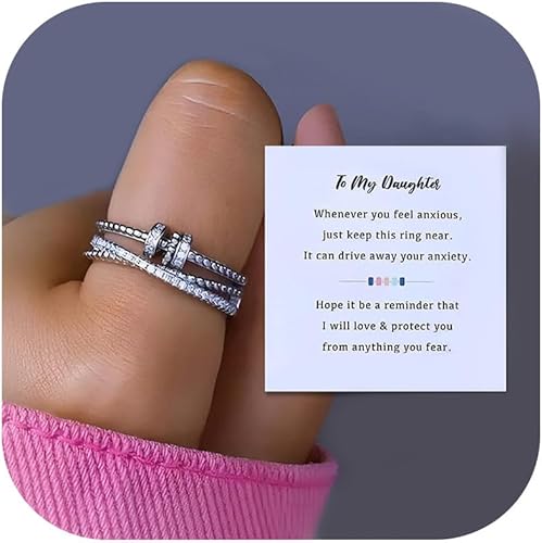 Para Mi HijaHermanaEsposaMamá Anillo de Girar para Hija Regalos de Mamá Anillos Ajustables para Ansiedad Joyería de Regalo