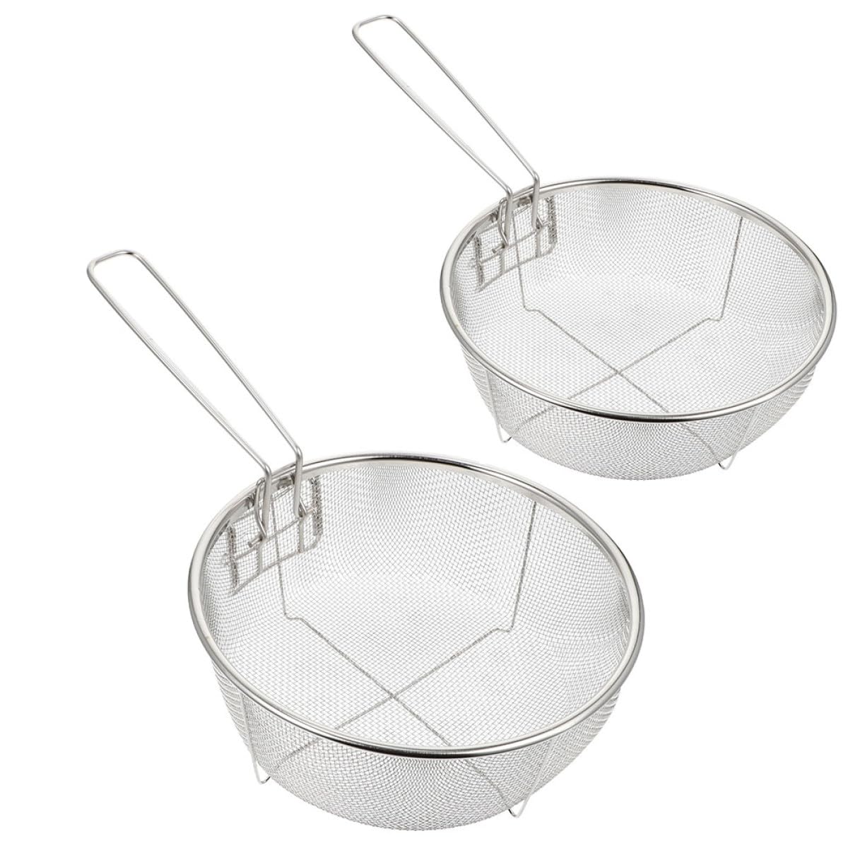 jojofuny Cestas Mango Resistente al Calor 2 Piezas de Acero Inoxidable de Freidora para Freír Verduras y Papas en Cocinas y Hoteles