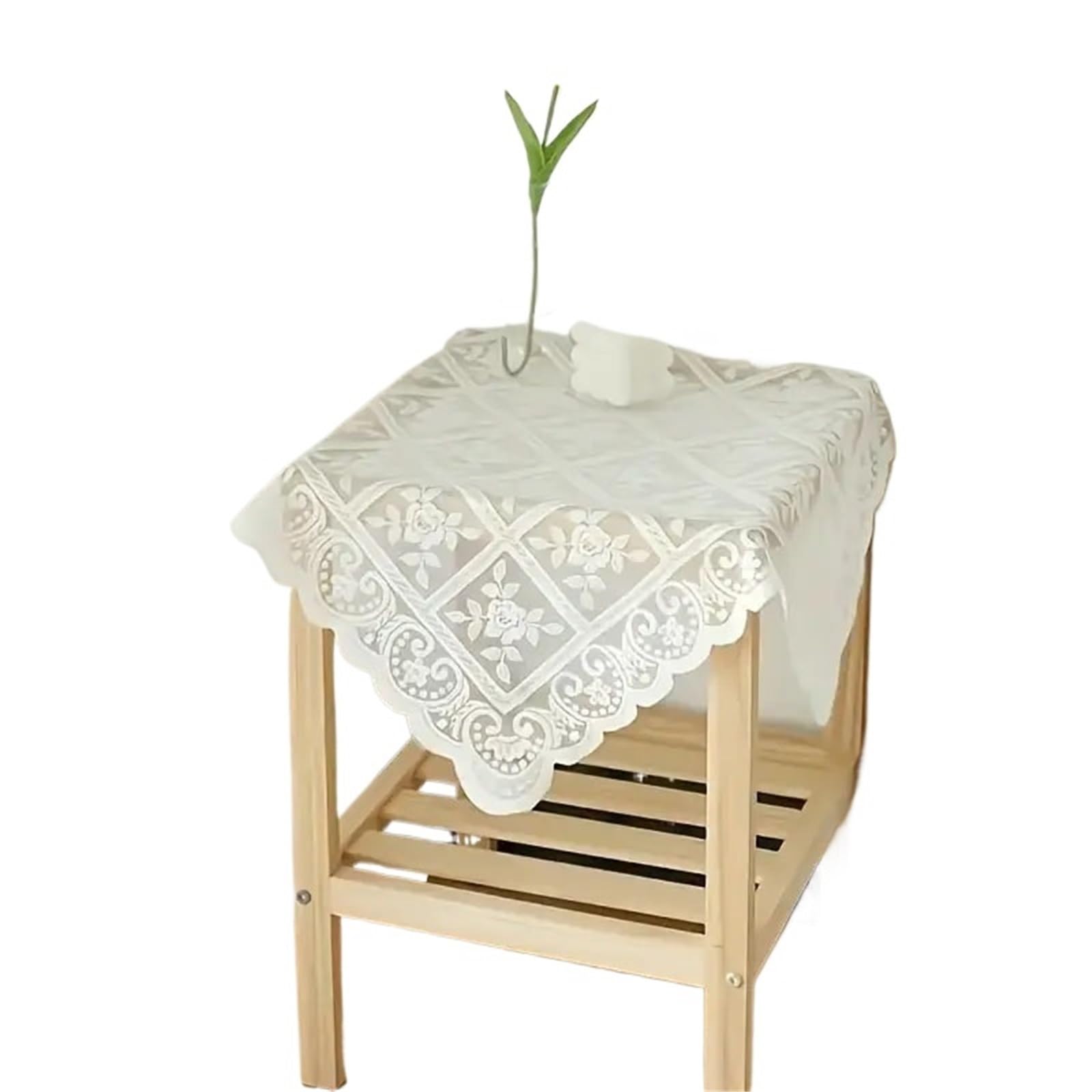 HYFEUOKF Lace Tablecloth Antique Embroidered Solid Color Elegant Flower Cut Process Polyester Square