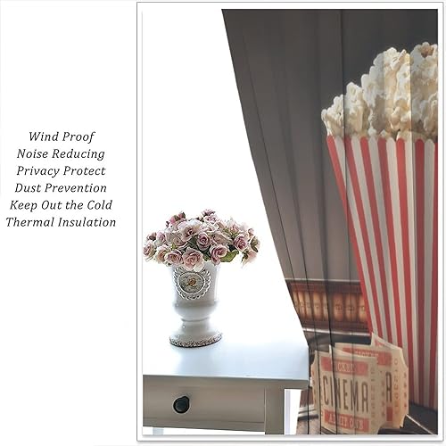 Miniatura 215 de Cortinas opacas para cine en casa, diseño retro moderno, tiras de película de palomitas de maíz para cámara de película, bolsillo para barra,