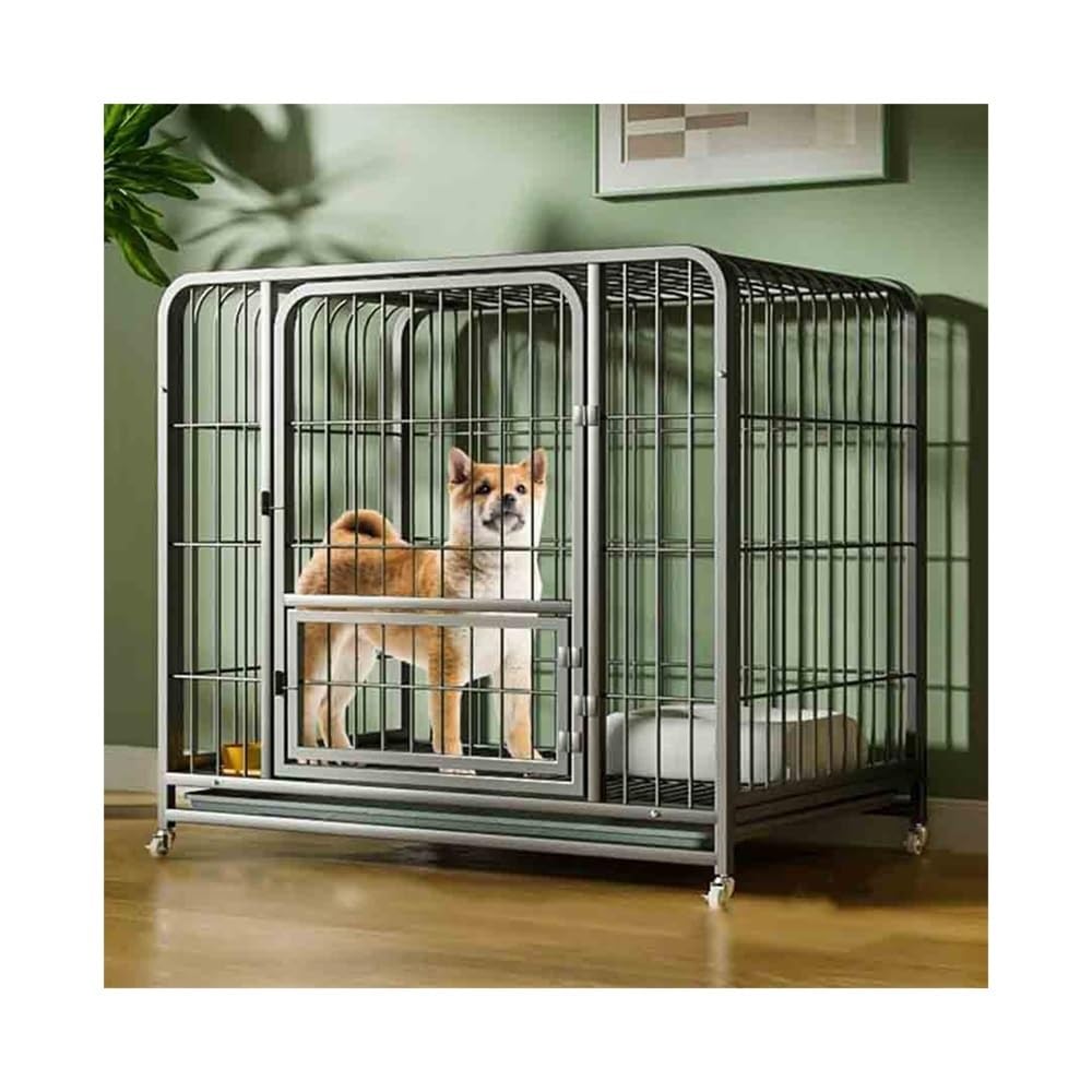 Gabbia per cani Trasportino for cani robusto, di colore nero/bianco, for piccola e media taglia, con lettiera, for interni Per uso domestico(Nero)