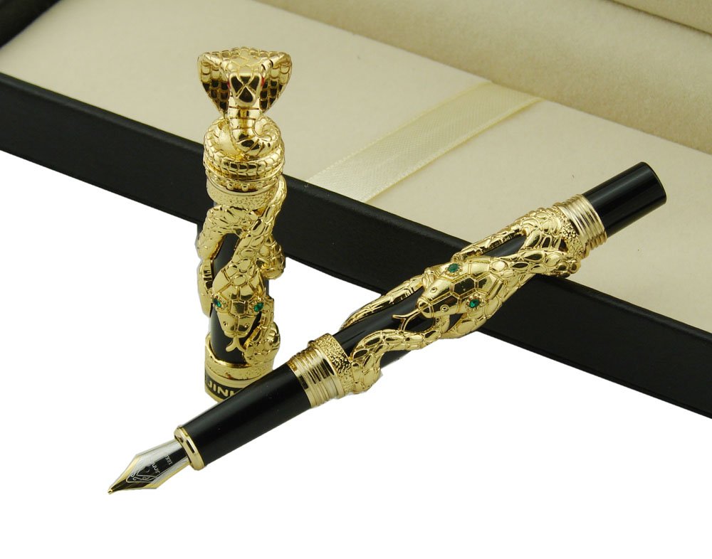 Amazon | Erofa Jinhao 3 D ヘビ柄コレクション ペン、高級黄金万年筆