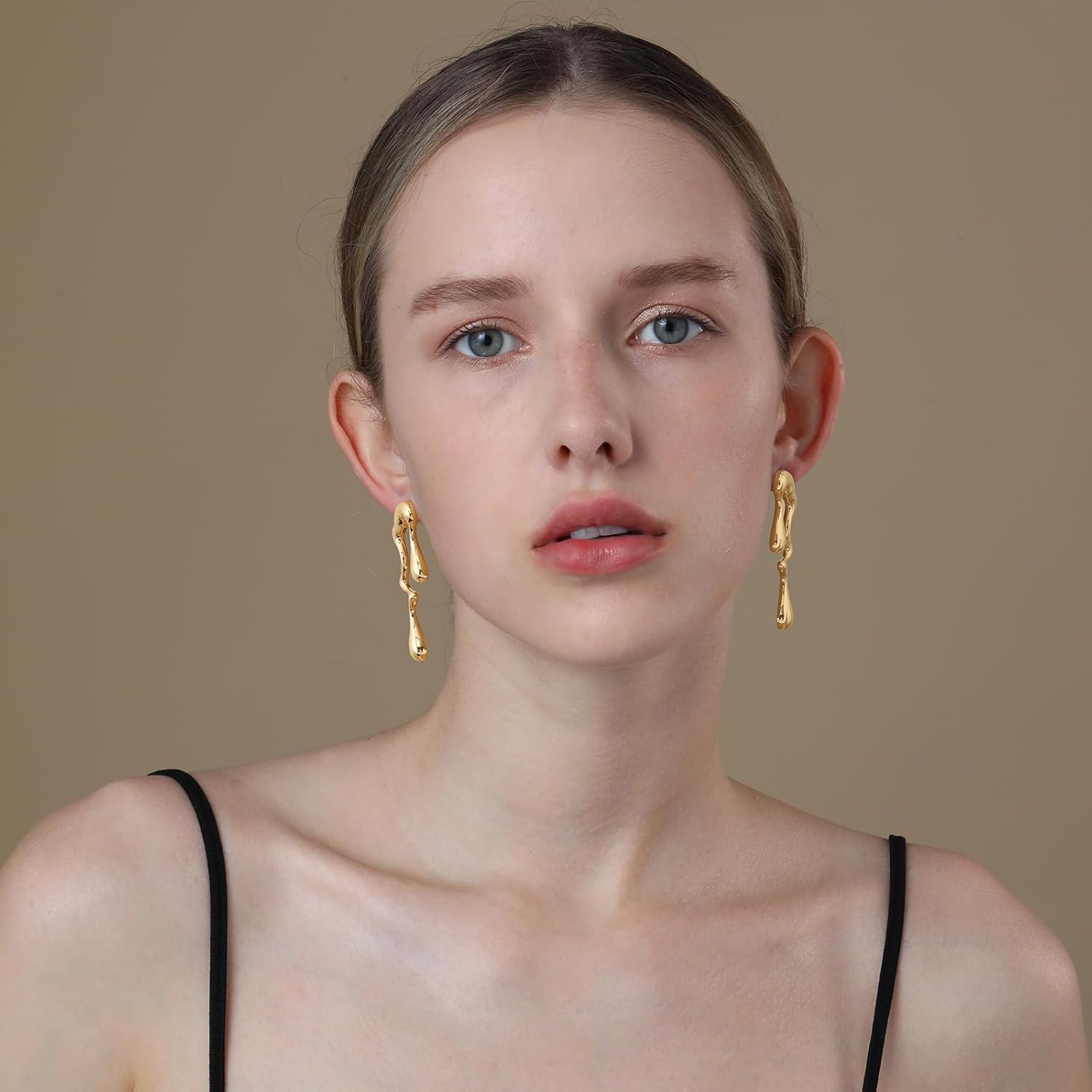 Easter Basket Stuffers-Earrings for Women 14K Gold Plated Chunky Knot Earrings Dang... - Image 2