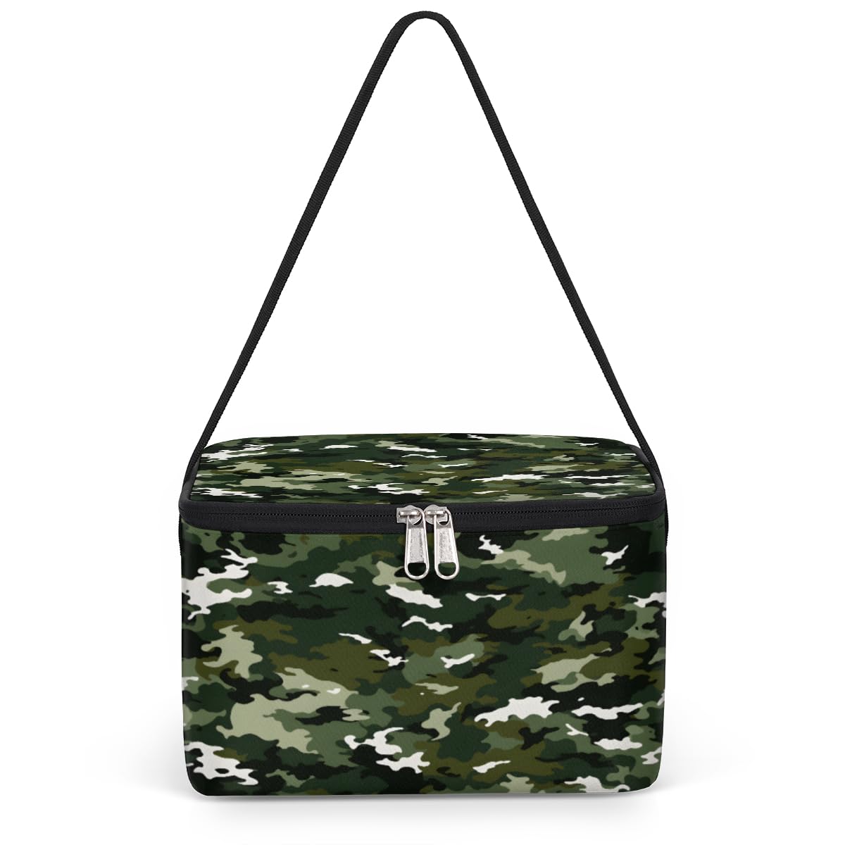 Camouflage Texture Lunch Bags for Women Men 9 Cans, Hot & Cold Food Delivery Bag Insulated Grocery Bag Insulated Lunch Box Fashion Camo Green Cooler Bag for Office Work Picnic Beach