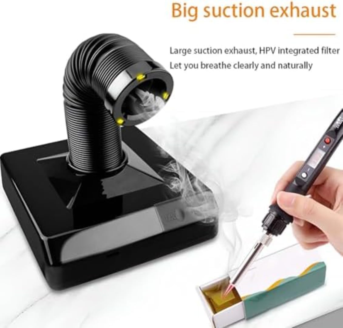 Mini Solder Fume Extractor, Grinding Dust Suction Machine with Led Light, Bench Top Soldering Solder Smoke Absorber, Nail Dust Collector Machine, for Nail Grinding Polishing B