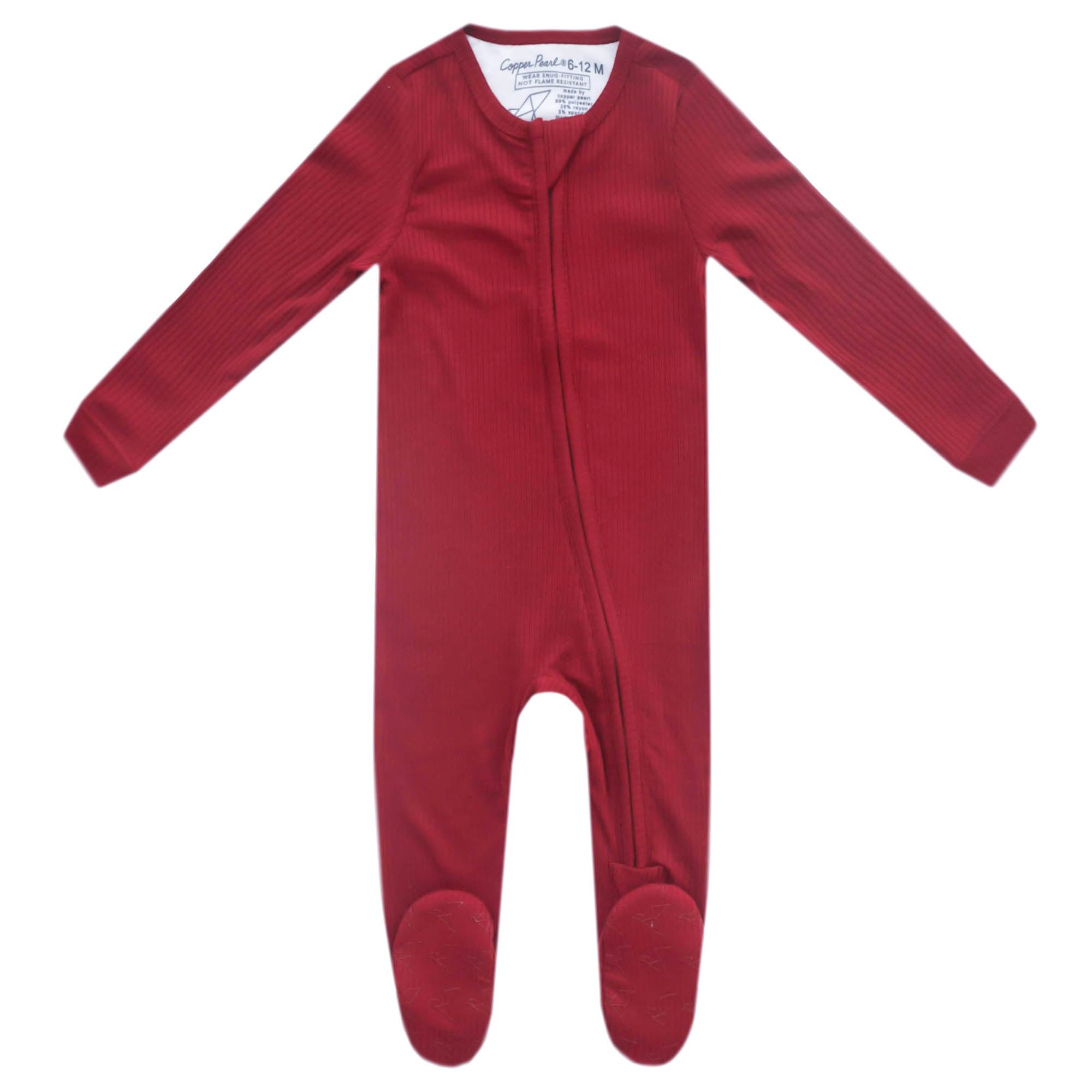 Copper Pearl Baby Zip-Up Footie Pajamas - Soft Stretchy Sleep and Play Footies for Boys and Girls
