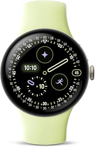 Google Pixel Watch 4 (41mm) - Android Smartwatch with Heart Rate and Sleep Tracking - 30-Hour Battery - Fitness Tracking - Google AI - Champagne Gold Aluminum Case - Lemongrass Active Band - LTE