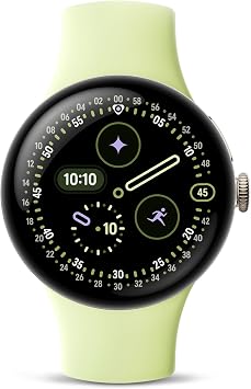 Google Pixel Watch 4 (41mm) - Android Smartwatch with HR and Sleep Tracking - 2 Years of Data Included - 30hr Battery - Fitness Tracking - Champagne Gold Aluminum Case - Lemongrass Active Band - LTE