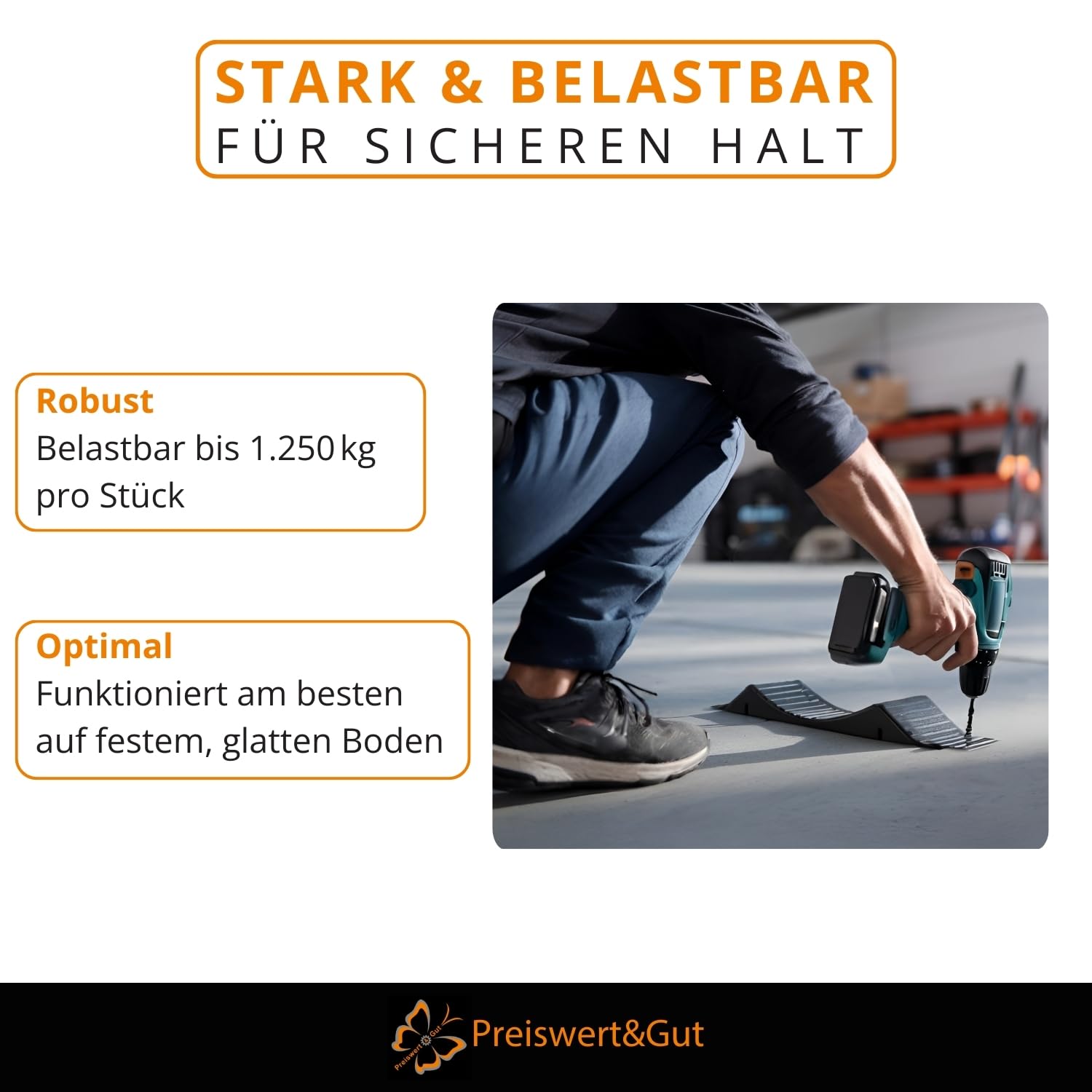 Preiswert & Gut 2X Reifenschoner für Wohnmobil aus Kunststoff 13–18 Zoll zur Reifenentlastung bei Standzeiten auf festem Untergrund, Reifenschutz Set gegen Reifenstandplatten