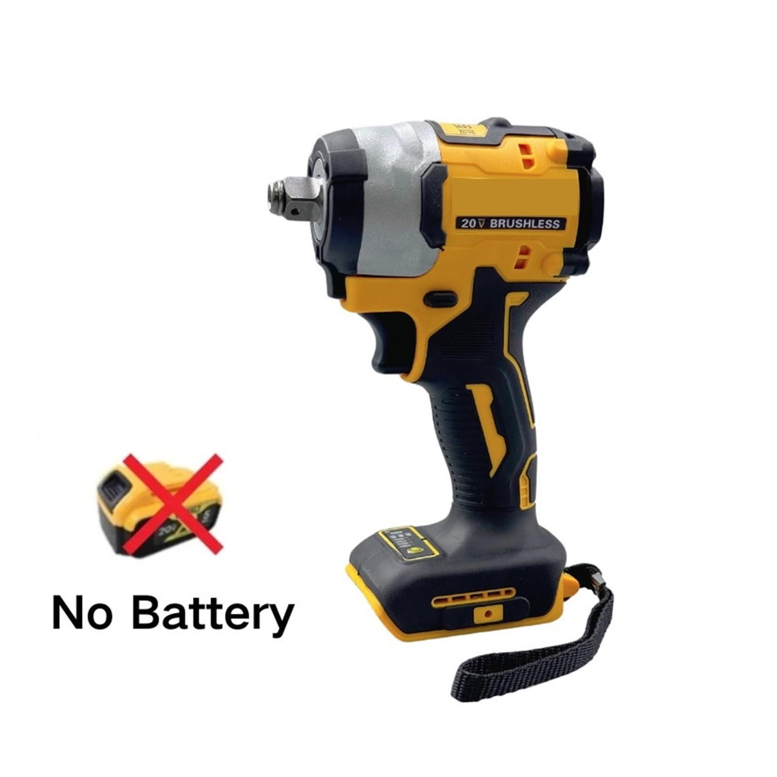 Llave de Impacto Llave De Impacto Sin Escobillas Inalámbrica, Batería De Litio De 20V, 1/2 ", 2800 RPM, 205NM, Llave Eléctrica De Velocidad Variable De Torsión