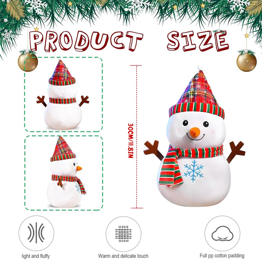 LKNBIF Christmas Snowman Stuffed Animal, Christmas Decorations Snowman Plush Toy, Cute Soft Plush Doll - Image 3