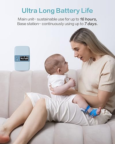 Miniatura 7 de Monitor de sueño para bebé con estación base, monitor de pie inteligente con informe de aplicación gratuito, rastrea la frecuencia cardíaca, el