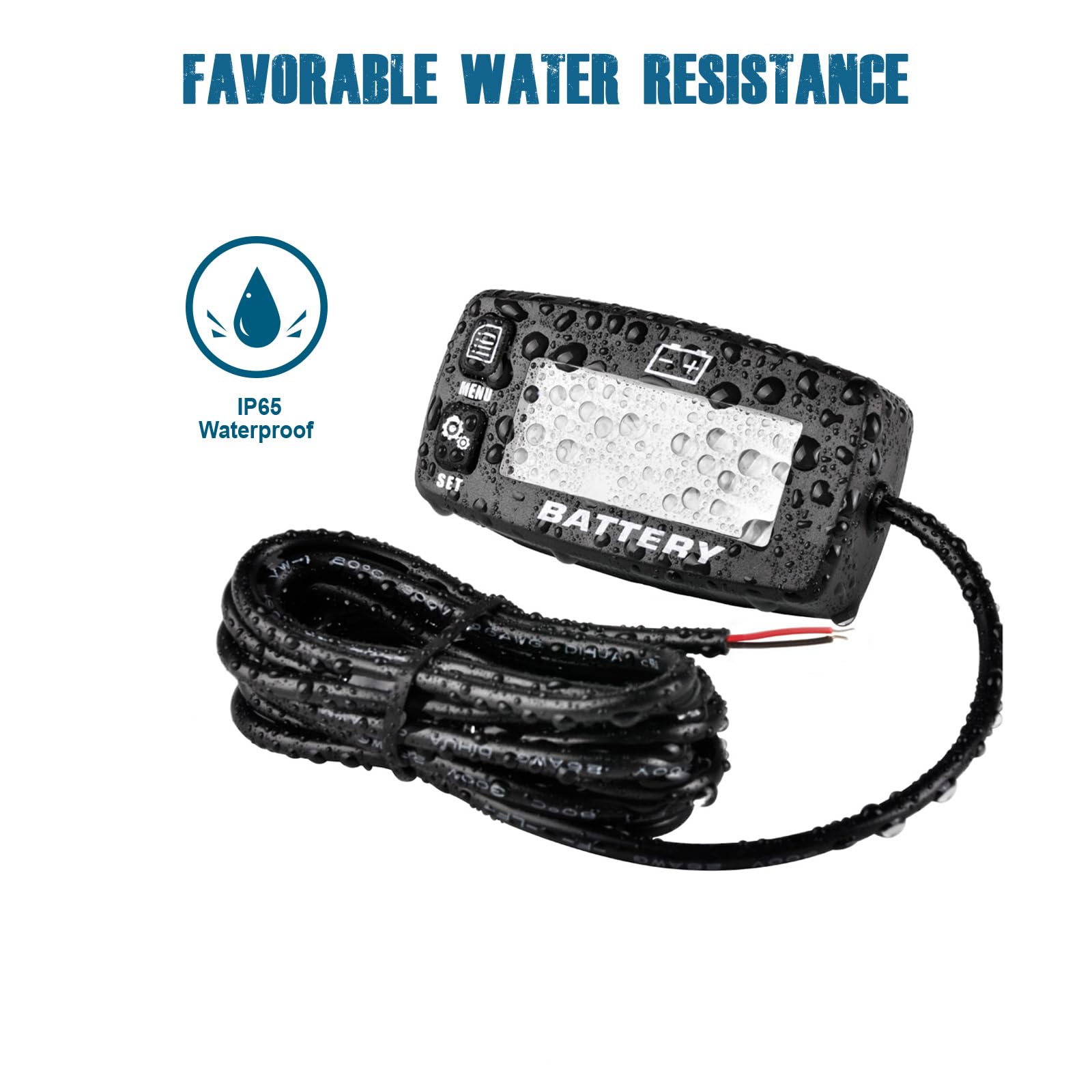 Runleader DC 12V à 48V LCD Indicateur de capacité de la batterie Indicateur de tension Surveillance de charge et de décharge Convient pour les batteries plomb-acide LiFePO4 Gel AGM, fonctionne sur les