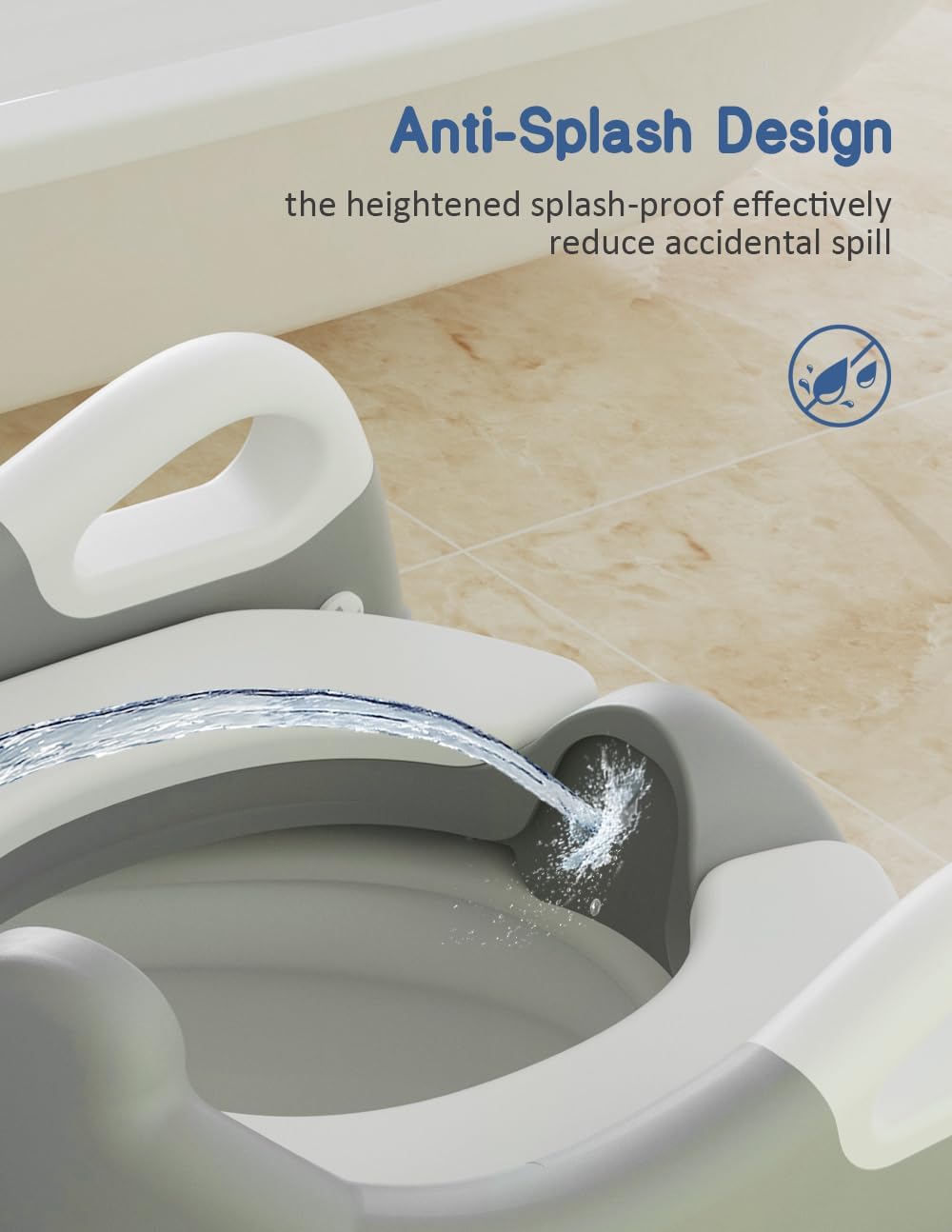 Potty Training Seat, Toddler Potty Training Toilet, Upgrade 2 In 1 Toddler Toilet Seat with Steps Stool Splash Guard and Anti-Slip Pad Soft Cushion, Potty Seats for Toddlers Baby Kids - Image 6