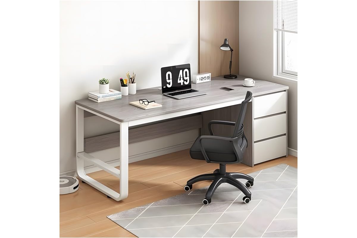Meyvaser.com Ecommerce Company Escritorio de Oficina con 3 Cajones, MDF Gris y Blanco, 120x48x74cm - Moderno y Funcional