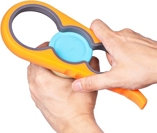 Abrebotellas Bloss - Abrebotellas antideslizante para manos débiles, personas mayores con artritis y niños, abrelatas colorido 4 en 1 multifunción